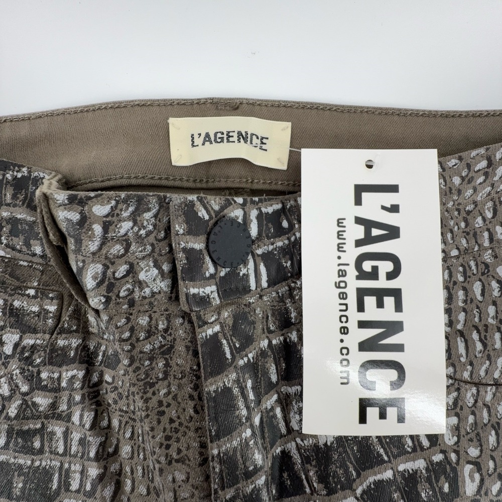 L'AGENCE Margot High Rise Skinny Jeans in Chestnut Black Croc Foil Size 25 NWT - Picture 4 of 15